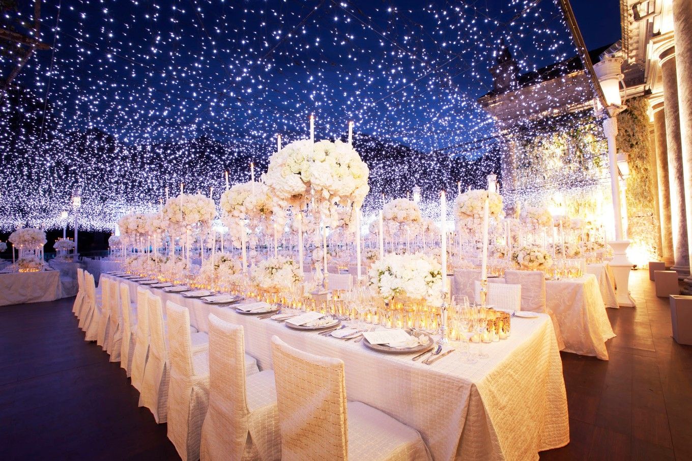 Outdoor event lighting at night